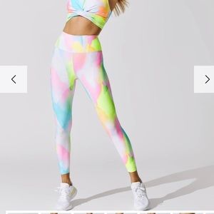 Carbon38 bright neon tie-dye leggings NWT